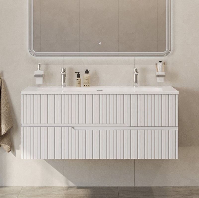 Тумба с раковиной Cezares Duet 120 bianco opaco, раковина Cezares CZR-8073-120-1-2