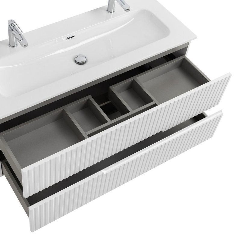 Тумба с раковиной Cezares Duet 120 bianco opaco, раковина Cezares CZR-8073-120-1-2