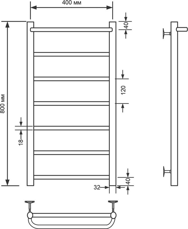 Полотенцесушитель водяной Comfysan Capri W-7 80х40 80x45 см, хром, лесенка
