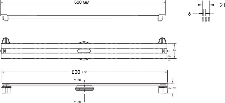 Душевой трап (лоток) Berges Super Slim 095152 60 см, черный