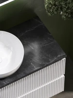 Тумба под раковину со столешницей Sancos Snob R 100 bianco, столешница черный мрамор