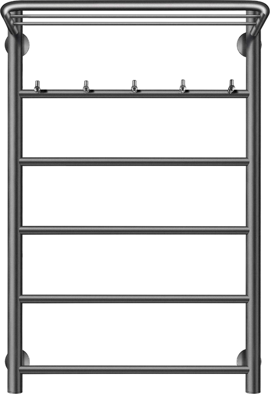 Полотенцесушитель электрический Secado Триада 1 КСП 80x50 см, подключение слева, графит, лесенка, с полкой