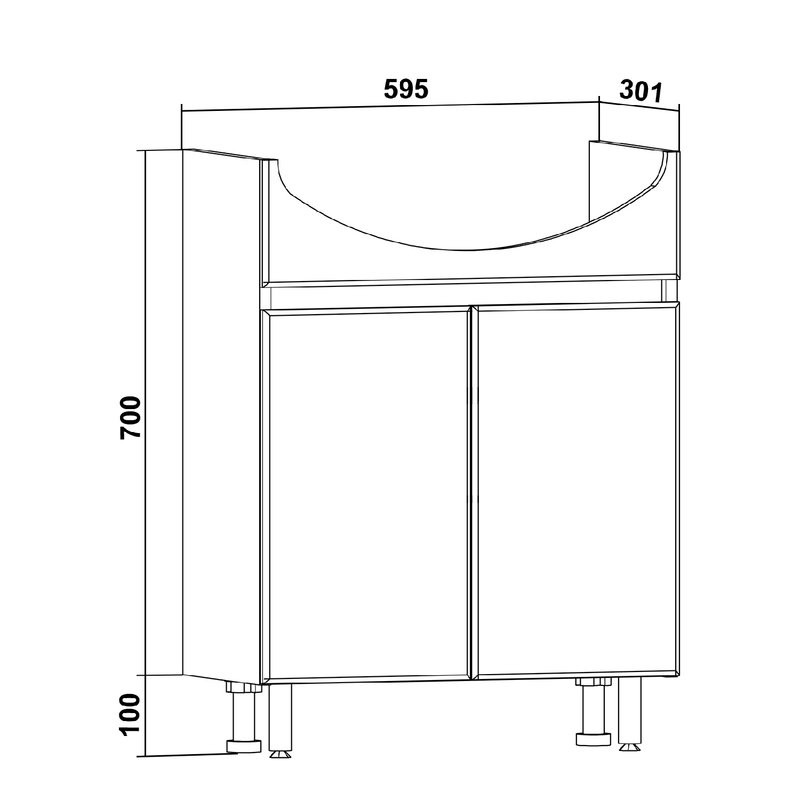 Мебель для ванной комнаты Runo Лада 60 напольная, блэквуд, белая