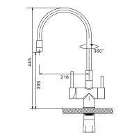 Смеситель для кухни с подключением фильтра Splenka S70.64.05, сатин