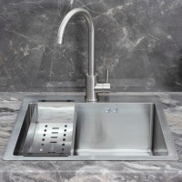 Мойка кухонная Melana ProfLine R5050H сатин, в комплекте с коландером
