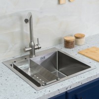 Мойка кухонная Melana ProfLine R5050H сатин, в комплекте с коландером