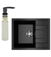 Мойка кухонная Ulgran U-607 308 черная + дозатор U-02 черный Мойка кухонная Ulgran U-607 308 черная + дозатор U-02 черный