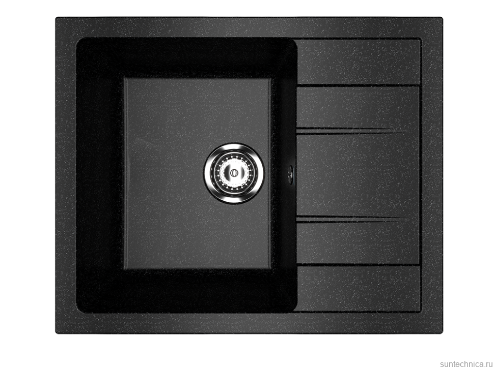 Мойка кухонная Ulgran U-607 308 черная + дозатор U-02 черный