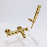 Смеситель для ванны с душем Paffoni Light LIG023HG золото медовое Смеситель для ванны с душем Paffoni Light LIG023HG золото медовое