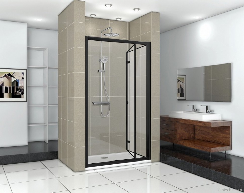 Душевая дверь в нишу Ceruttispa Bella D91B 90 см, профиль черный