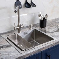 Мойка кухонная Melana ProfLine R5050HK в комплекте с дозатором, сатин