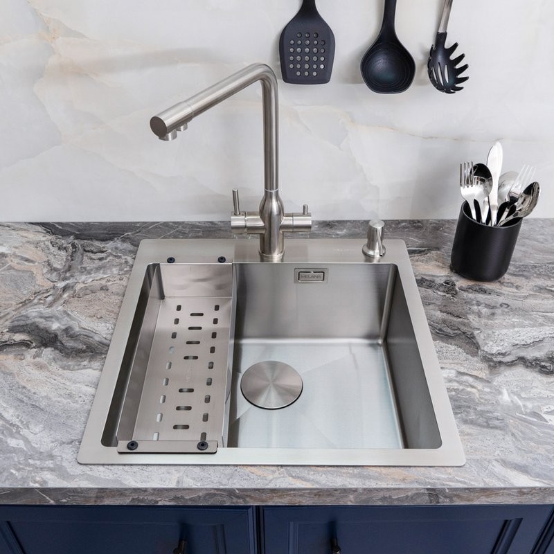 Мойка кухонная Melana ProfLine R5050HK в комплекте с дозатором, сатин