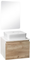 Мебель для ванной комнаты Runo Бари 60 крафтовый дуб, раковина Tre 50