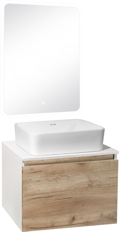Мебель для ванной комнаты Runo Бари 60 крафтовый дуб, раковина Tre 50