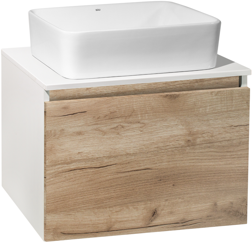 Мебель для ванной комнаты Runo Бари 60 крафтовый дуб, раковина Tre 50