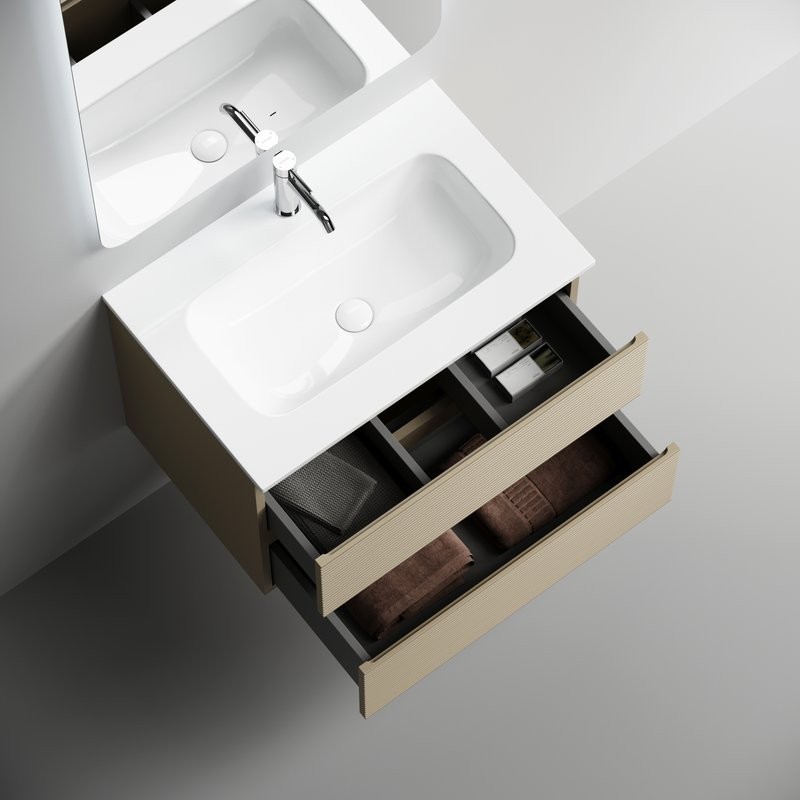 Тумба с раковиной Sancos Folk 70 подвесная, капучино, раковина CN7031