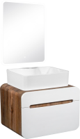 Мебель для ванной комнаты Runo Ницца 60 темное дерево, белая, раковина Lavello 50