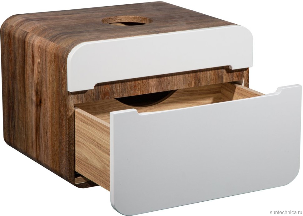 Мебель для ванной комнаты Runo Ницца 60 темное дерево, белая, раковина Lavello 50