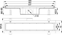 Душевой трап (лоток) под плитку BIELLO 550 с комбинированным затвором (сухим затвором и гидрозатвором)