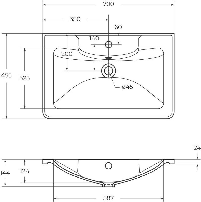 Тумба с раковиной BelBagno Acqua 70 подвесная, bianco lucido