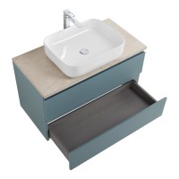 Тумба под раковину со столешницей BelBagno Kraft 80 подвесная, матовая голубая, столешница kep-80-mco