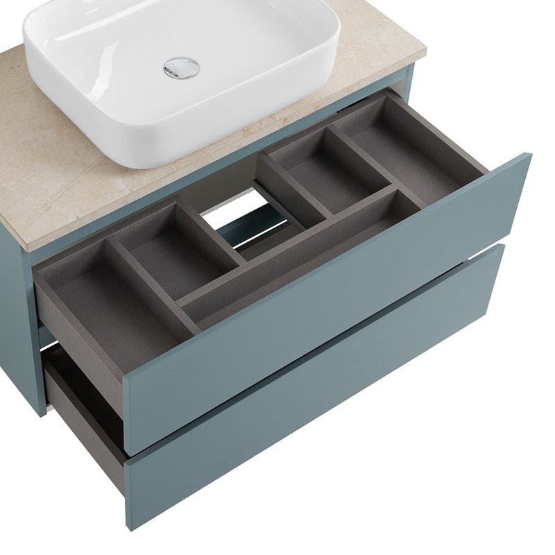 Тумба под раковину со столешницей BelBagno Kraft 80 подвесная, матовая голубая, столешница kep-80-mco