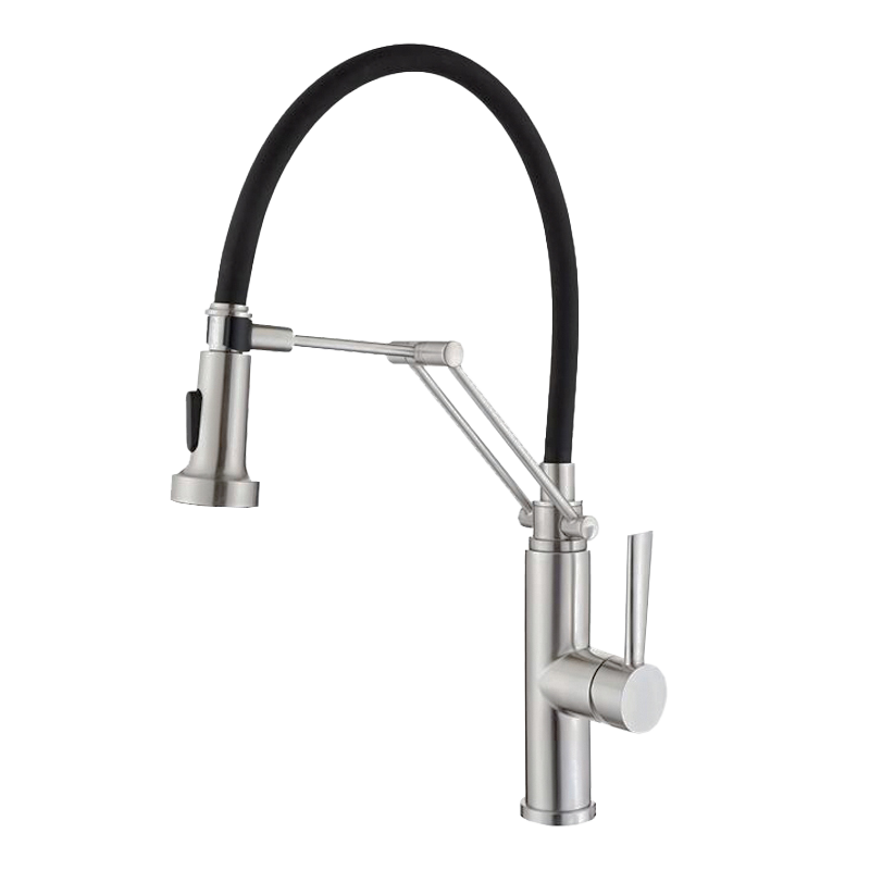 Смеситель для кухни Emar Steel ЕСВ 7012 с гибким изливом, satin