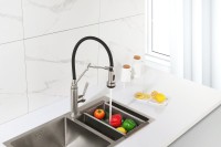 Смеситель для кухни Emar Steel ЕСВ 7012 с гибким изливом, satin