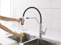 Смеситель для кухни Emar Steel ЕСВ 7012 с гибким изливом, satin
