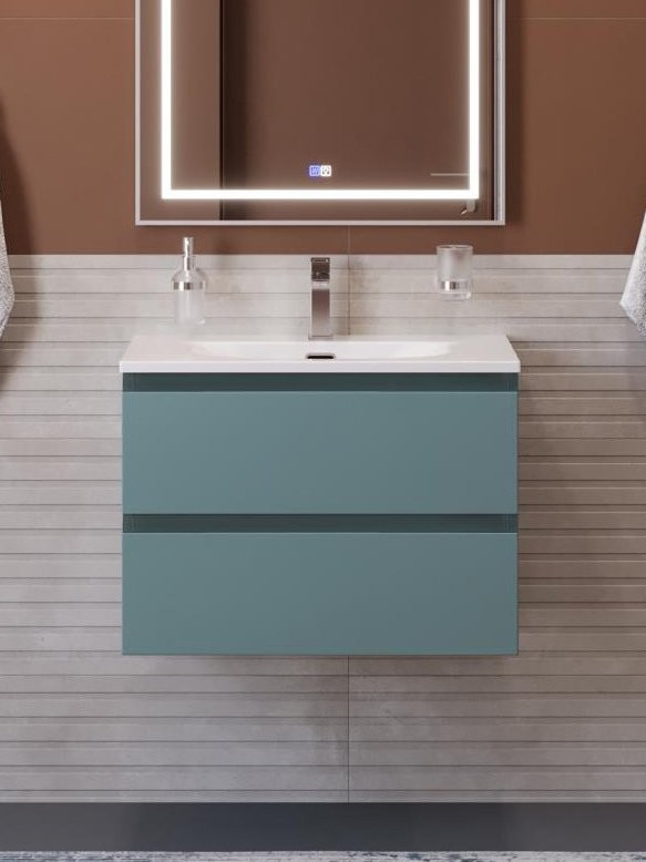 Тумба с раковиной BelBagno Kraft 70 подвесная, матовая голубая, раковина bb-8099-70