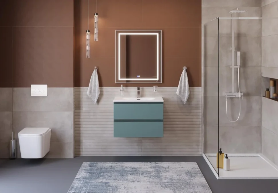 Тумба с раковиной BelBagno Kraft 70 подвесная, матовая голубая, раковина bb-8099-70