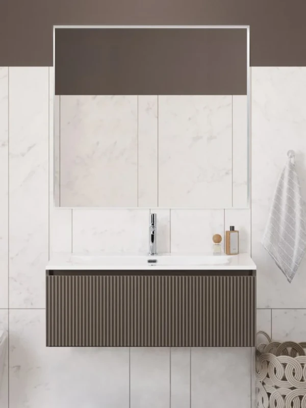 Мебель для ванной комнаты BelBagno Uno 100 подвесная, 1 ящик, матовая бежевая