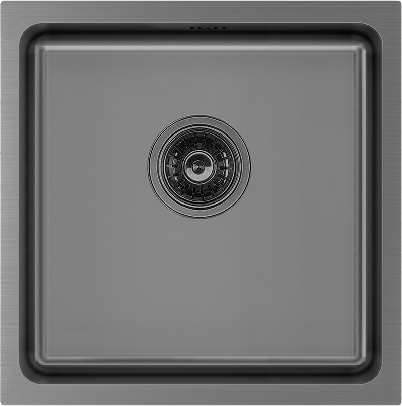 Комплект Мойка Paulmark Vista PM304444-GM вороненая сталь + Смеситель Salix 213419-GM вороненая сталь, черный, с гибким изливом + Измельчитель Bort Titan 5000