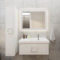 Тумба с раковиной La Fenice Cubo 90 R, белая, ручка хром