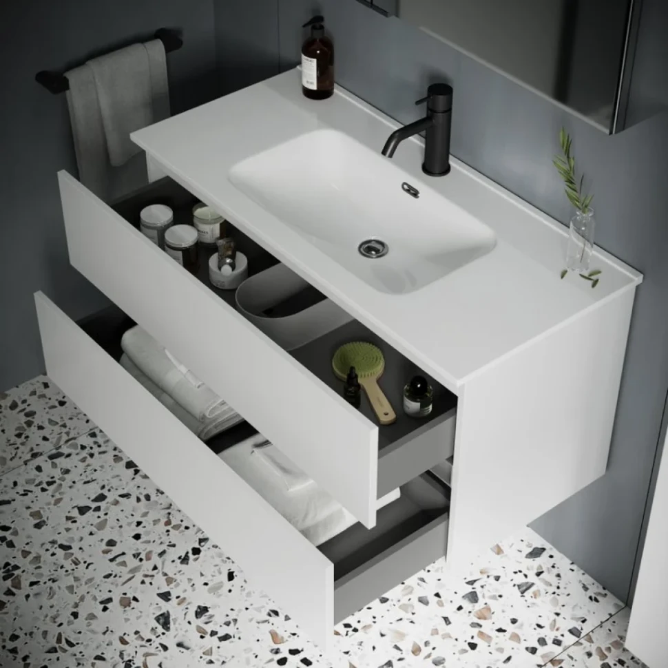 Мебель для ванной комнаты Sancos Urban 90 см белый глянец