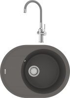 Комплект Мойка Lemark Lacha 620 9910053 серый шелк + Смеситель Expert LM5083S-Gray сталь, серый
