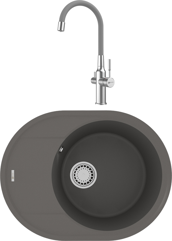 Комплект Мойка Lemark Lacha 620 9910053 серый шелк + Смеситель Expert LM5083S-Gray сталь, серый