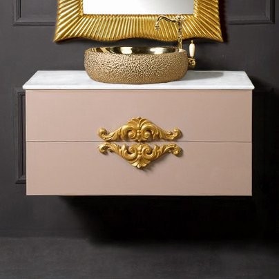 Тумба с раковиной Armadi Art NeoArt 100 капучино с ручками золото