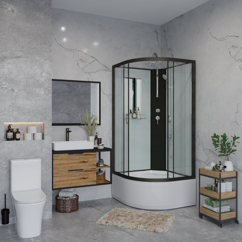 Душевая кабина Niagara Classic NG-6709-14BKT 100x100 см, без крыши, с тропическим душем