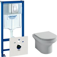 Комплект Унитаз подвесной Jacob Delafon Elite EDX114RU-00 безободковый + Инсталляция Grohe Rapid SL 38775001H 4 в 1 с кнопкой смыва и шумоизоляцией