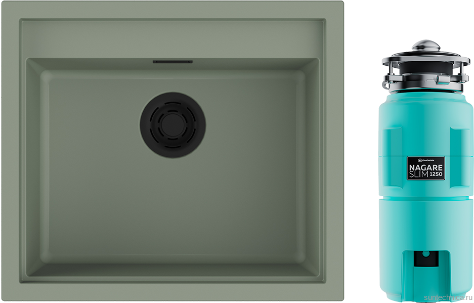 Комплект Мойка Omoikiri Sintesi 57 wind green + Измельчитель Nagare slim 1250-AZ azur blue