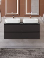 Тумба под раковину со столешницей BelBagno Kraft 120 подвесная, матовая темно-серая, столешница kep-120-2-mno, для двоих