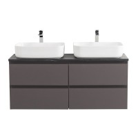 Тумба под раковину со столешницей BelBagno Kraft 120 подвесная, матовая темно-серая, столешница kep-120-2-mno, для двоих