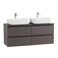Тумба под раковину со столешницей BelBagno Kraft 120 подвесная, матовая темно-серая, столешница kep-120-2-mno, для двоих