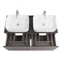 Тумба под раковину со столешницей BelBagno Kraft 120 подвесная, матовая темно-серая, столешница kep-120-2-mno, для двоих