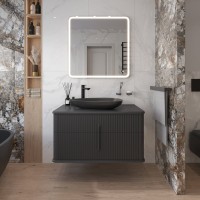 Мебель для ванной комнаты STWORKI Молде 95 антрацит, раковина BOCCHI Etna черная матовая