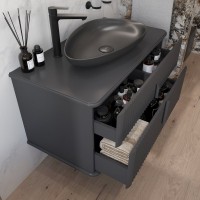 Мебель для ванной комнаты STWORKI Молде 95 антрацит, раковина BOCCHI Etna черная матовая
