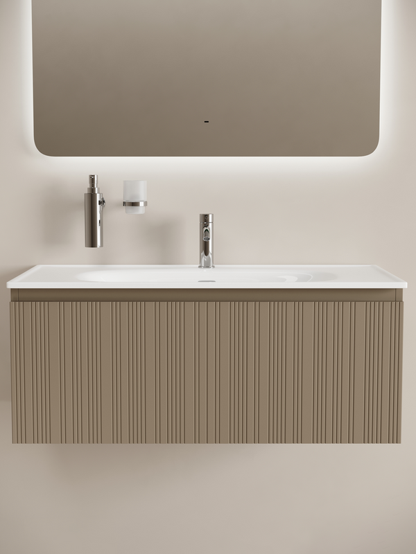 Тумба с раковиной Sancos Code 100 подвесная, серо-бежевая