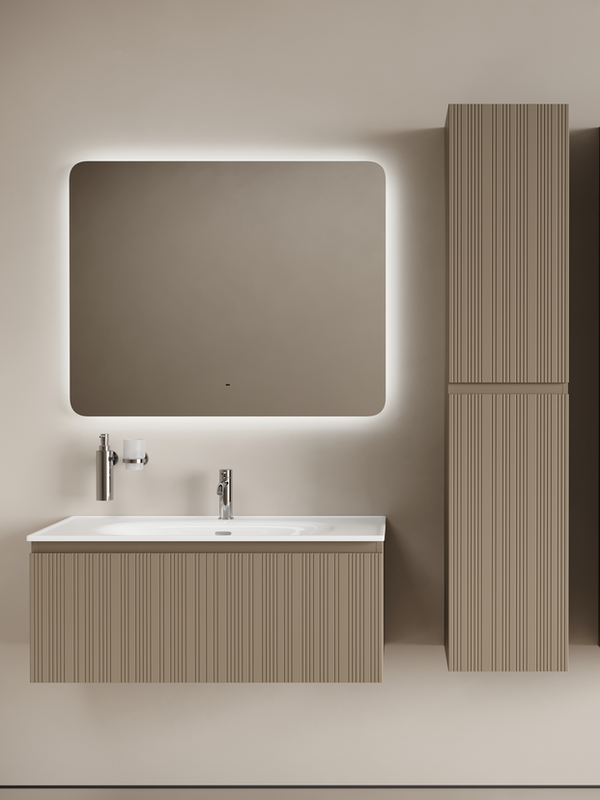 Тумба с раковиной Sancos Code 100 подвесная, серо-бежевая