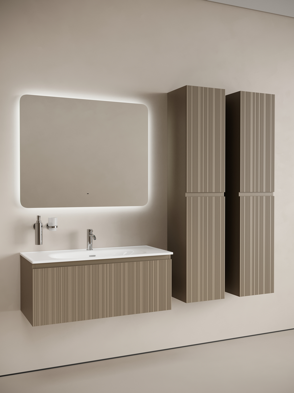 Тумба с раковиной Sancos Code 100 подвесная, серо-бежевая